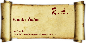 Radda Ádám névjegykártya